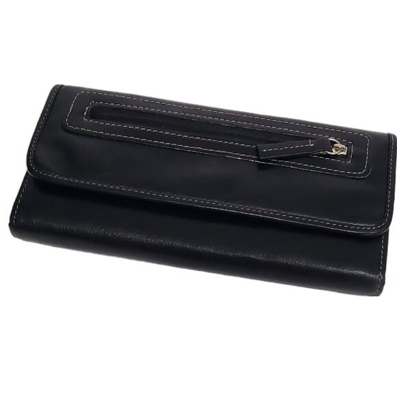 Women's Genuine Leather Black Wallet; Approx 8 x 4 - Picture 1 of 10
